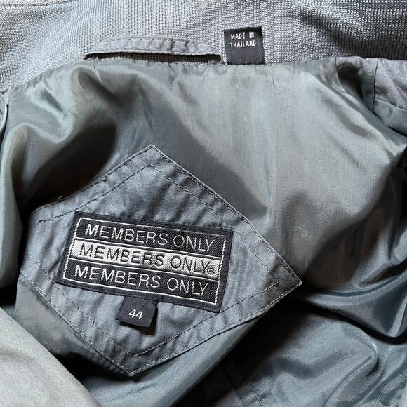 Vintage Members Only Bomber Jacket Mens 44 Gray‎ Full Zip Outdoor Pockets 90s - Picture 6 of 10